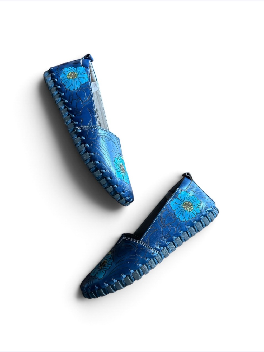 L’ARTISTE NEW Spring Step L'Artiste Modesty Blue Leather Floral Shoes Size 37 - Picture 9 of 11